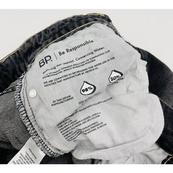 BP Ripped Knee Raw Hem Distressed Zip Fly Denim Jeans Sz 30 in Vintage Black NWT - Picture 7 of 7